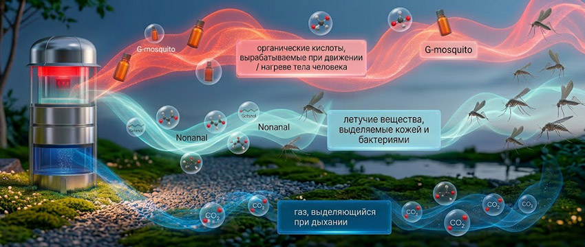 Аттрактанты Нонаналь и G-mosquito для приманивания