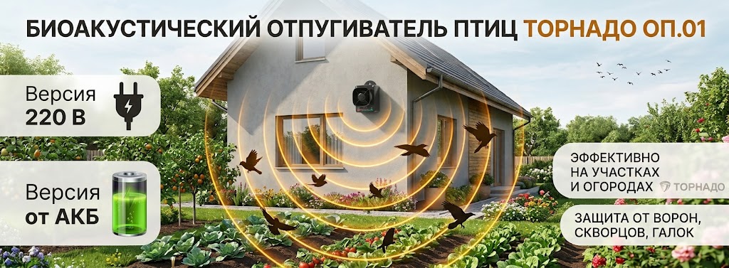 Биоакустический отпугиватель птиц Торнадо ОП-01 на страже вашего участка